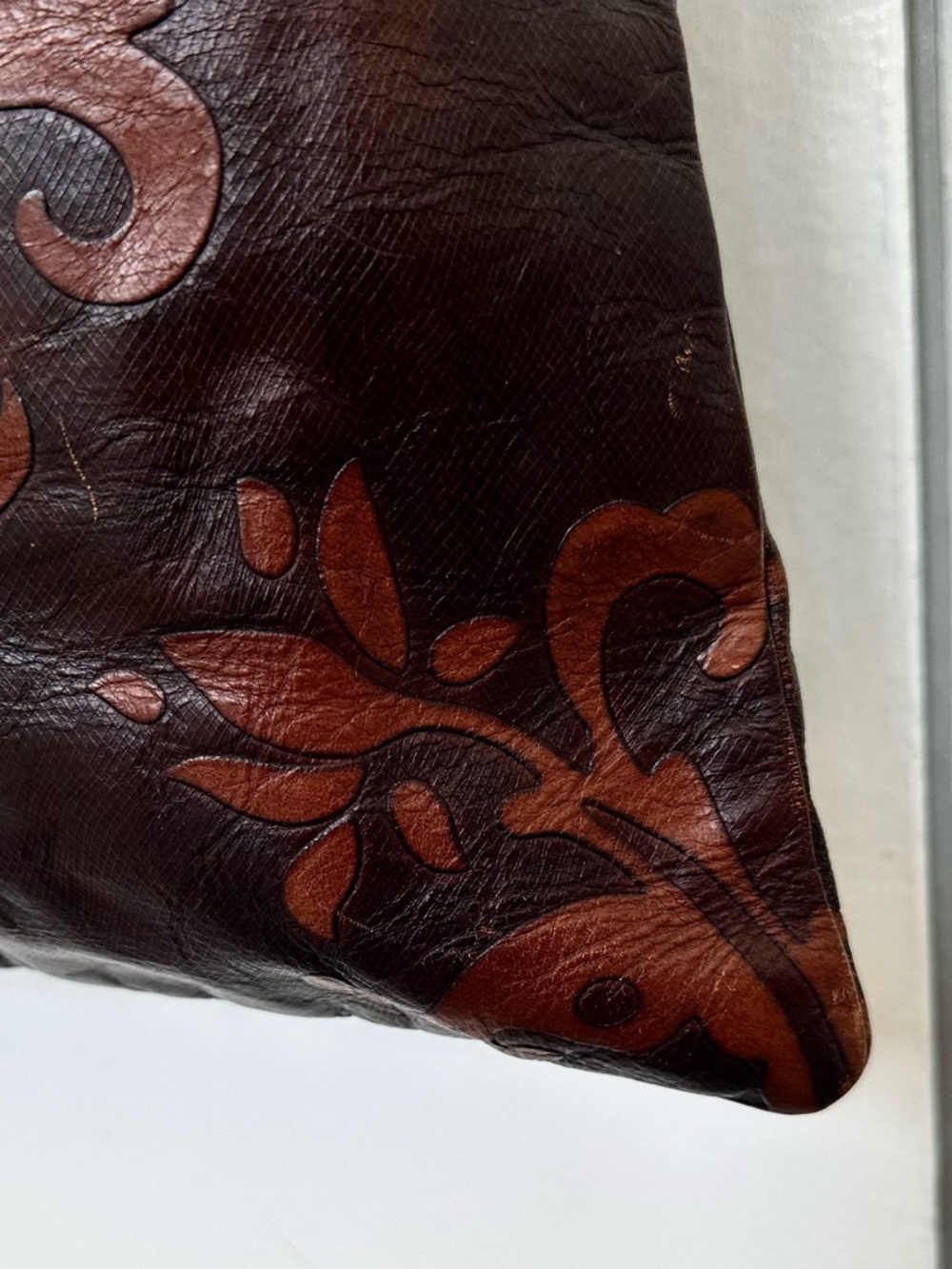 Falor le Borse Hand Tooled Leather Tote Bag in Brown - Picture 6 of 15